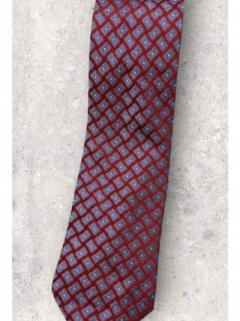 IKE BEHAR Silk Tie USA Changing Red Blue Geometric W:3.5